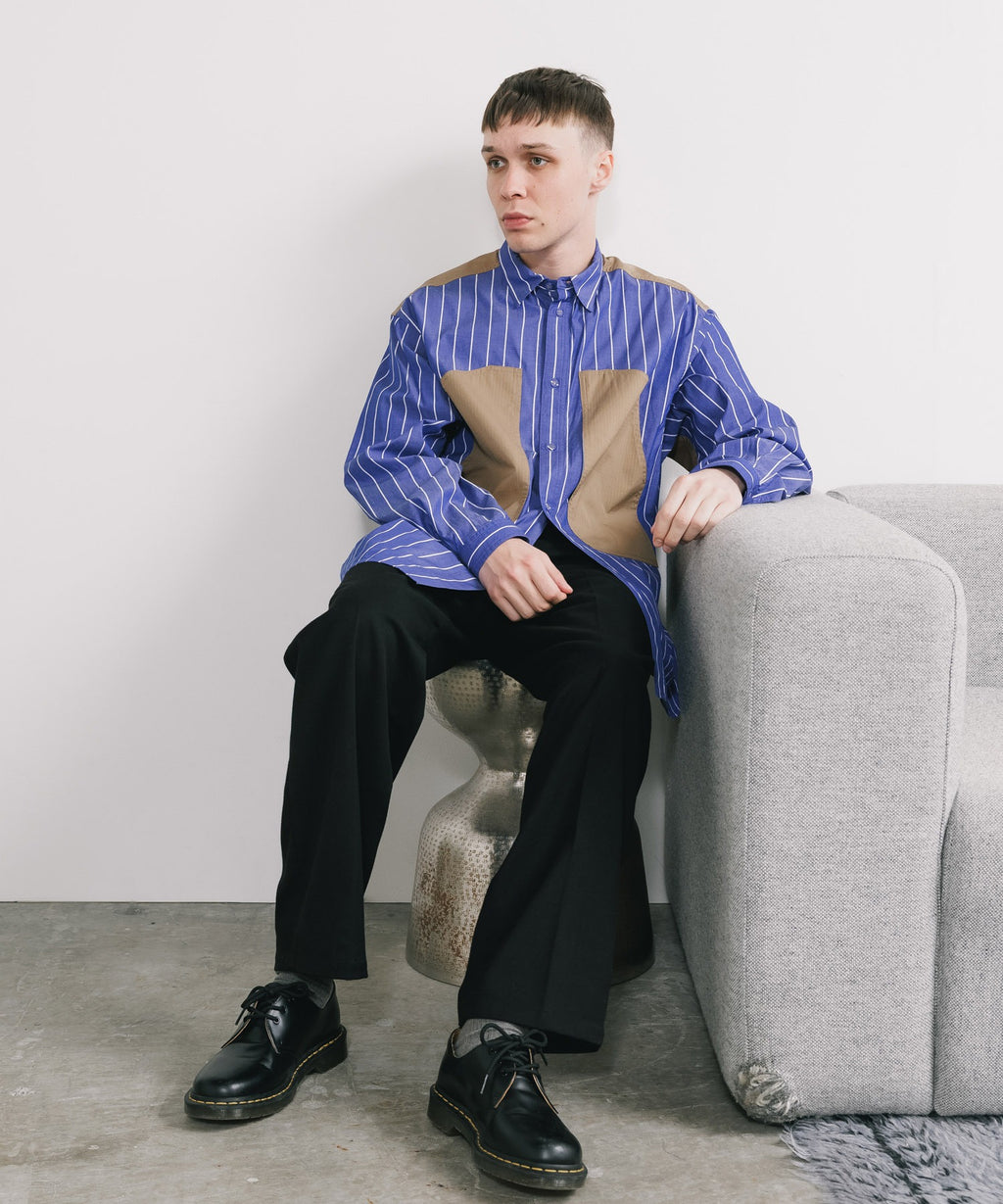 White Mountaineering /  MID GUSSET SLEEVE STRIPE WORK SHIRT