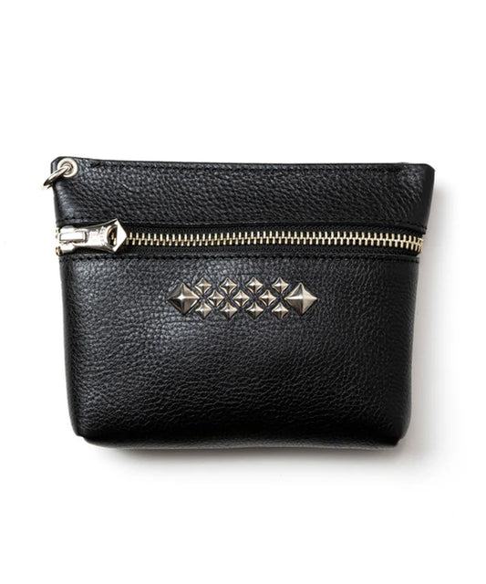 CALEE | STUDS LEATHER ZIP POUCH スタッズレザージップポーチ