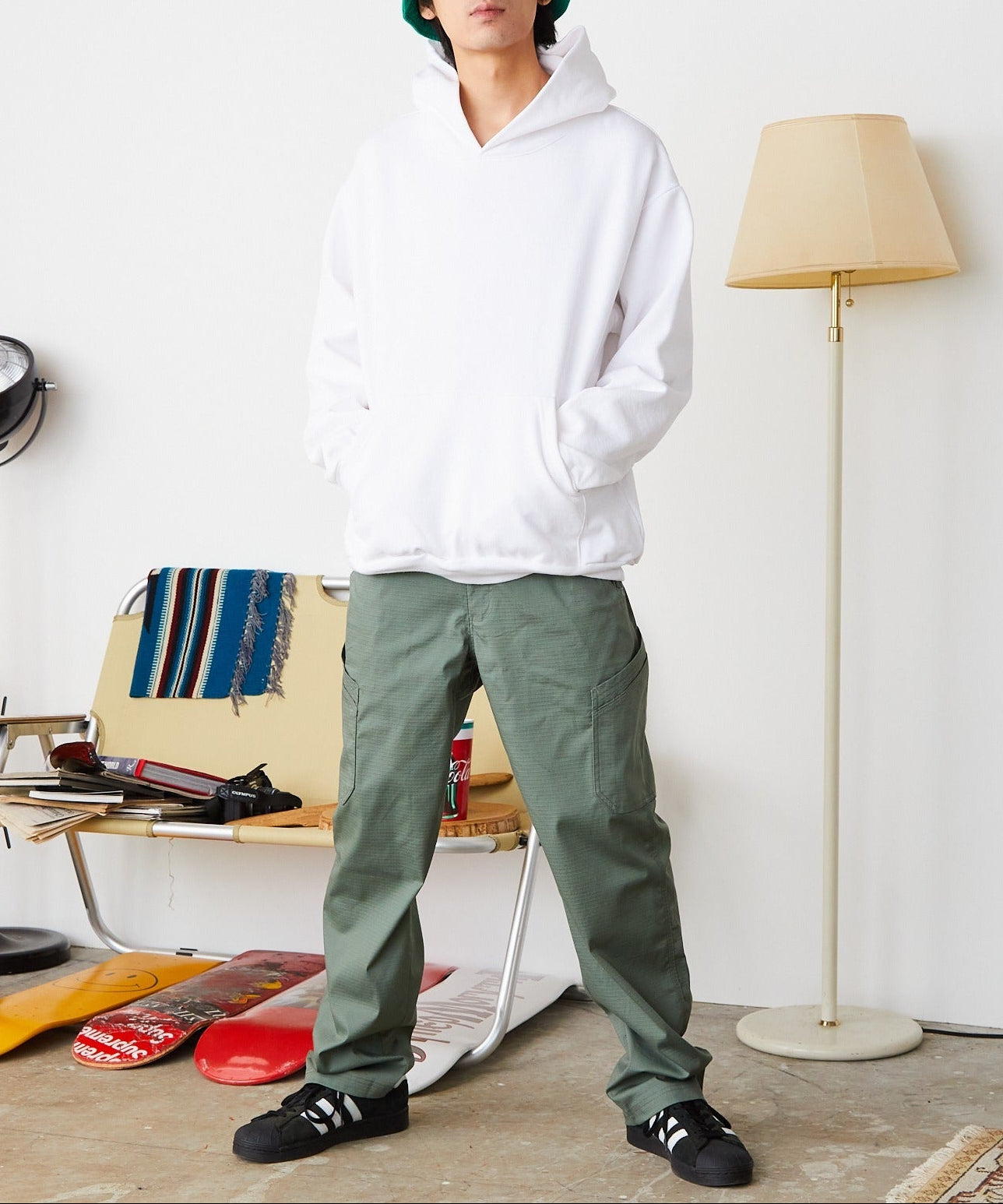 Los Angeles Apparel / 14oz L/S HEAVY FLEECE HOOD PO [WHITE]