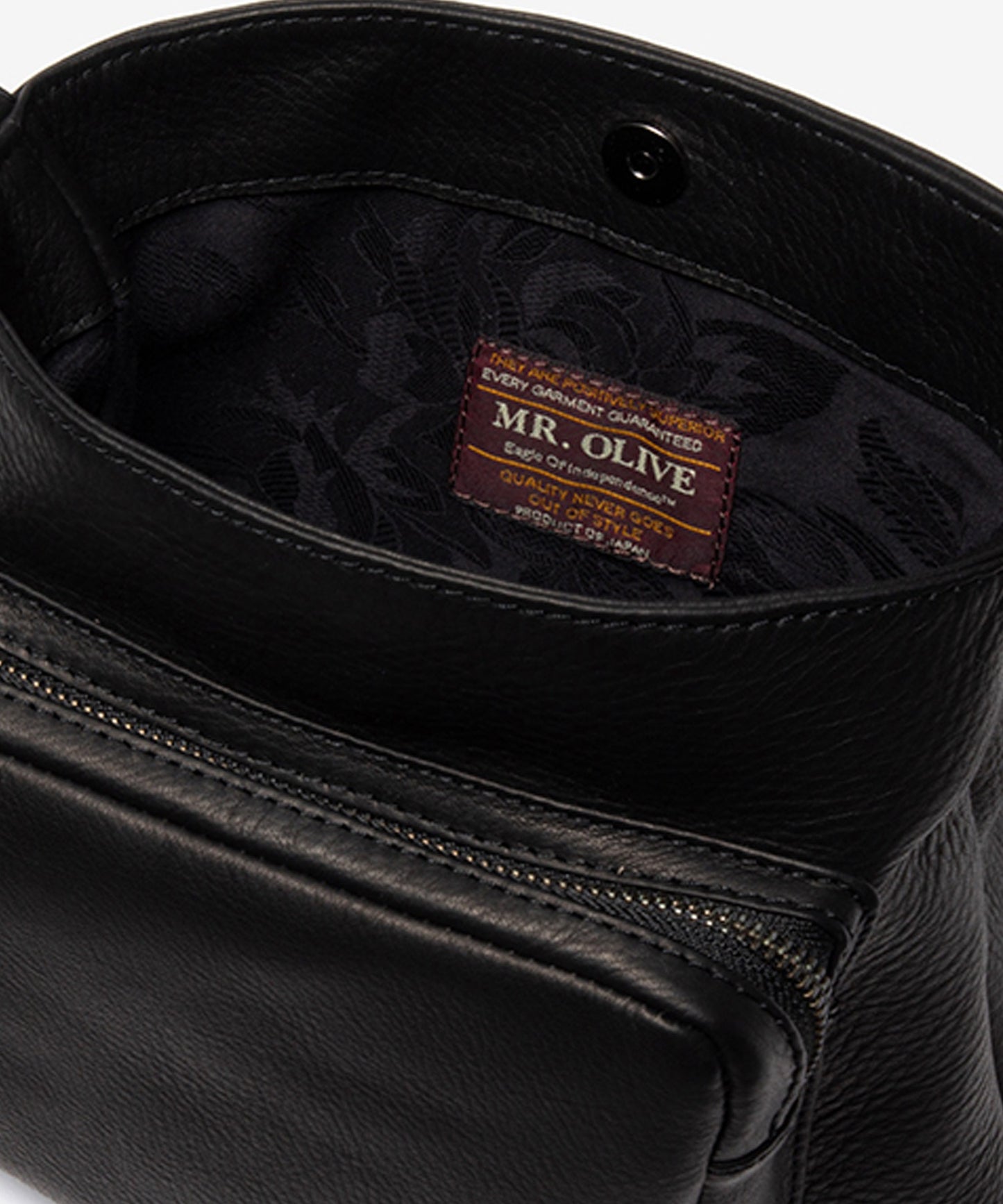 MR.OLIVE / IMPERMA-LEATHER/GUSSET POCKET COMPACT SHOULDER BAG