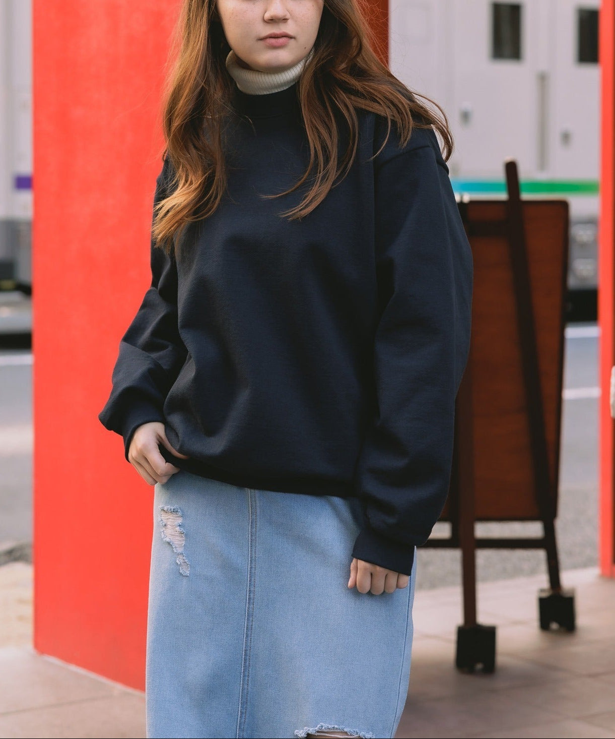 Los Angels Apparel / 14oz L/S HEAVY FLEECE PO CREW [NAVY]