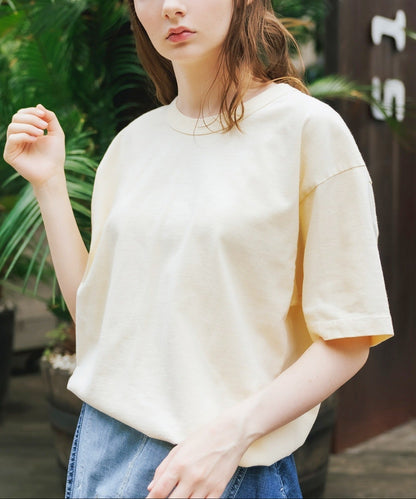 Los Angeles Apparel / Short Sleeve Binding Garment Dye T-Shirt [YELLOW]