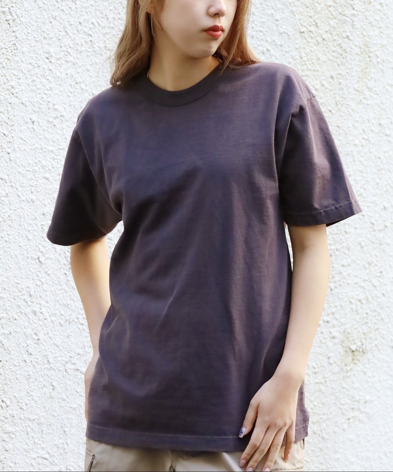 Los Angeles Apparel / Short Sleeve Binding Garment Dye T-Shirt [CHARCOAL]