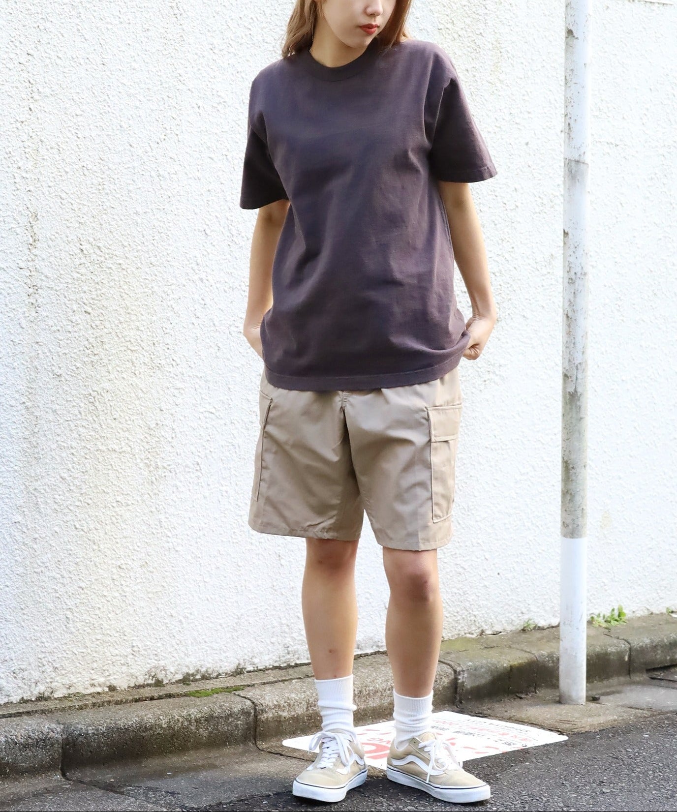 Los Angeles Apparel / Short Sleeve Binding Garment Dye T-Shirt [CHARCOAL]