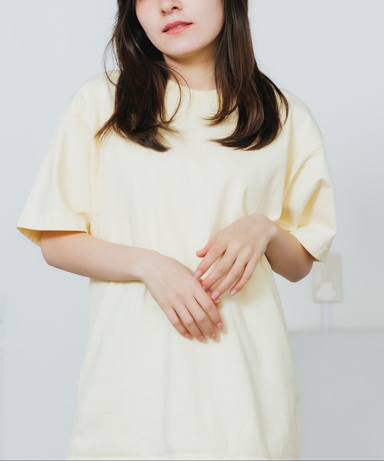 Los Angeles Apparel / Short Sleeve Binding Garment Dye T-Shirt [YELLOW]