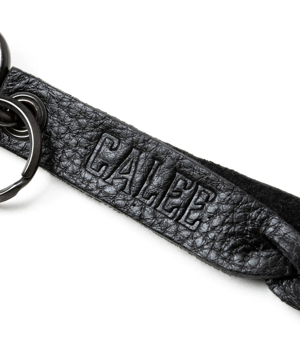 CALEE / STUDS&KNITTING LEATHER LONG KEY RING キーリング