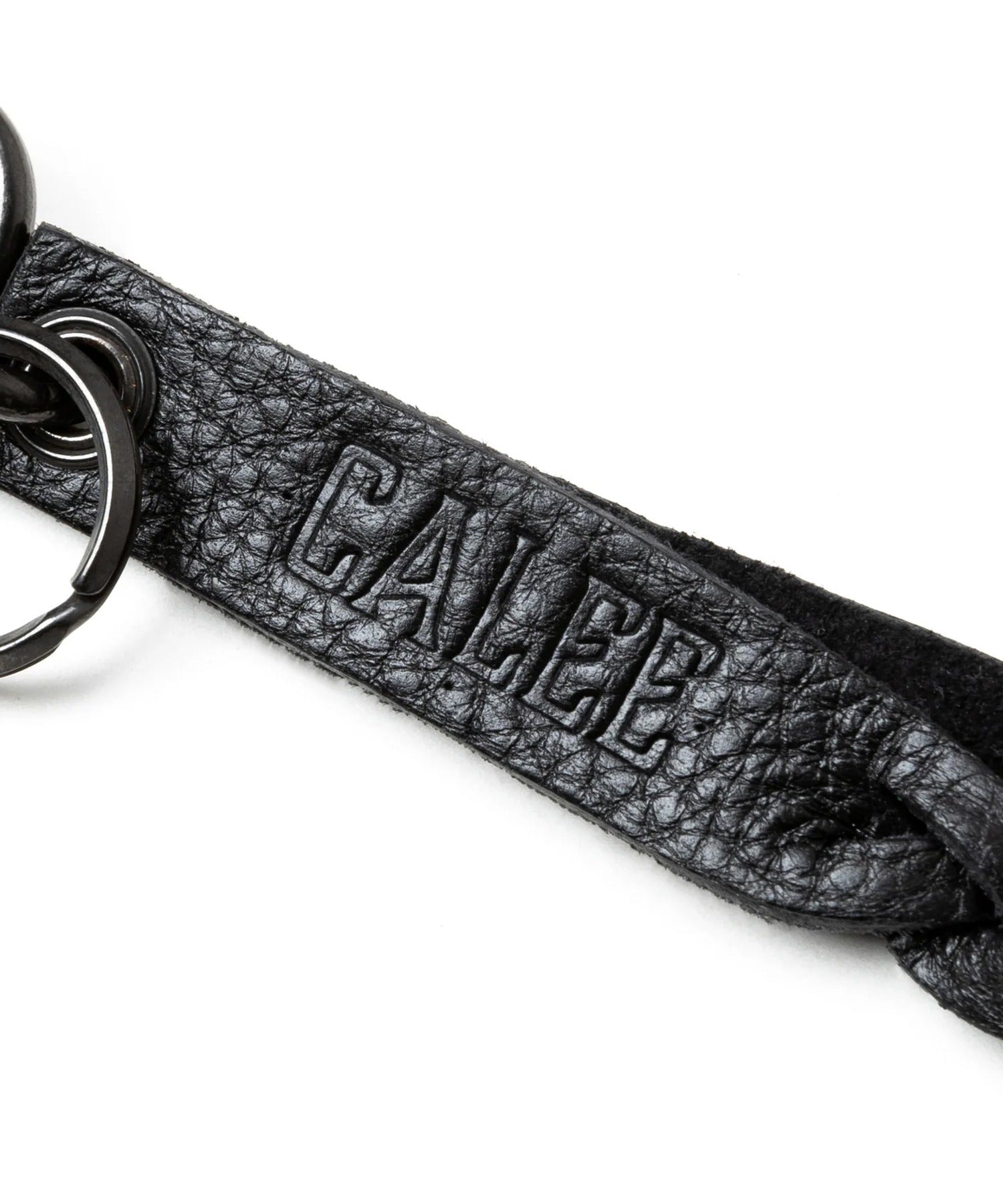 CALEE / STUDS&KNITTING LEATHER LONG KEY RING キーリング