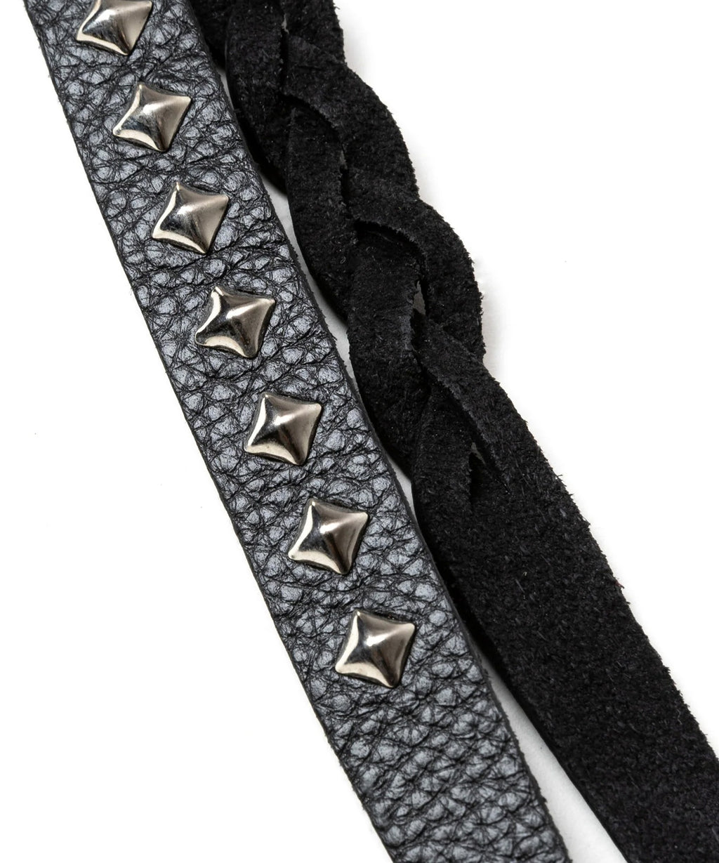 CALEE / STUDS&KNITTING LEATHER LONG KEY RING キーリング