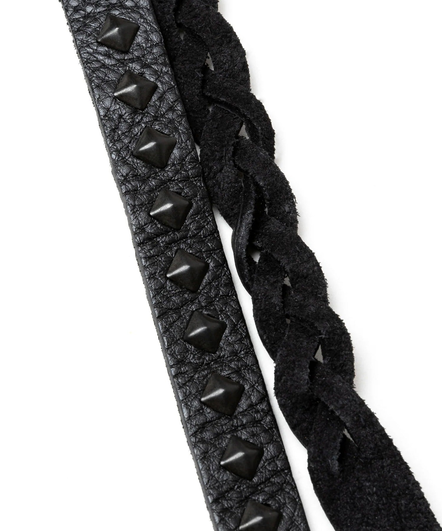 CALEE / STUDS&KNITTING LEATHER LONG KEY RING キーリング