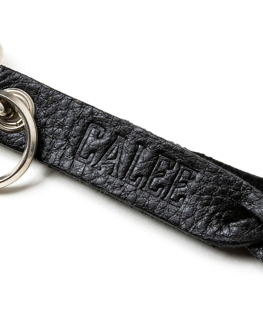 CALEE / STUDS&KNITTING LEATHER LONG KEY RING キーリング