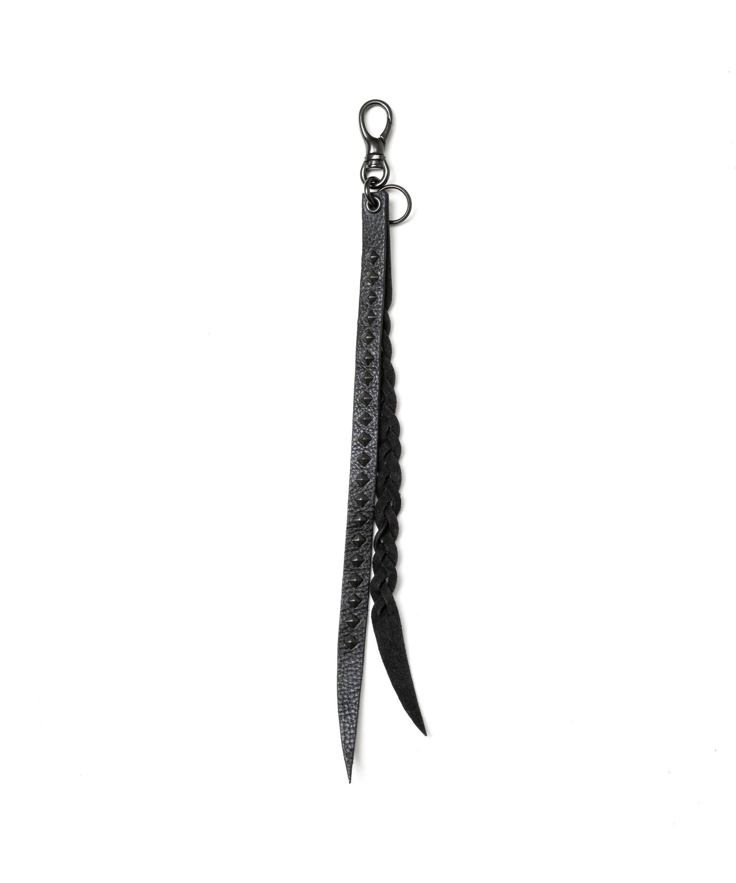 CALEE / STUDS&KNITTING LEATHER LONG KEY RING キーリング