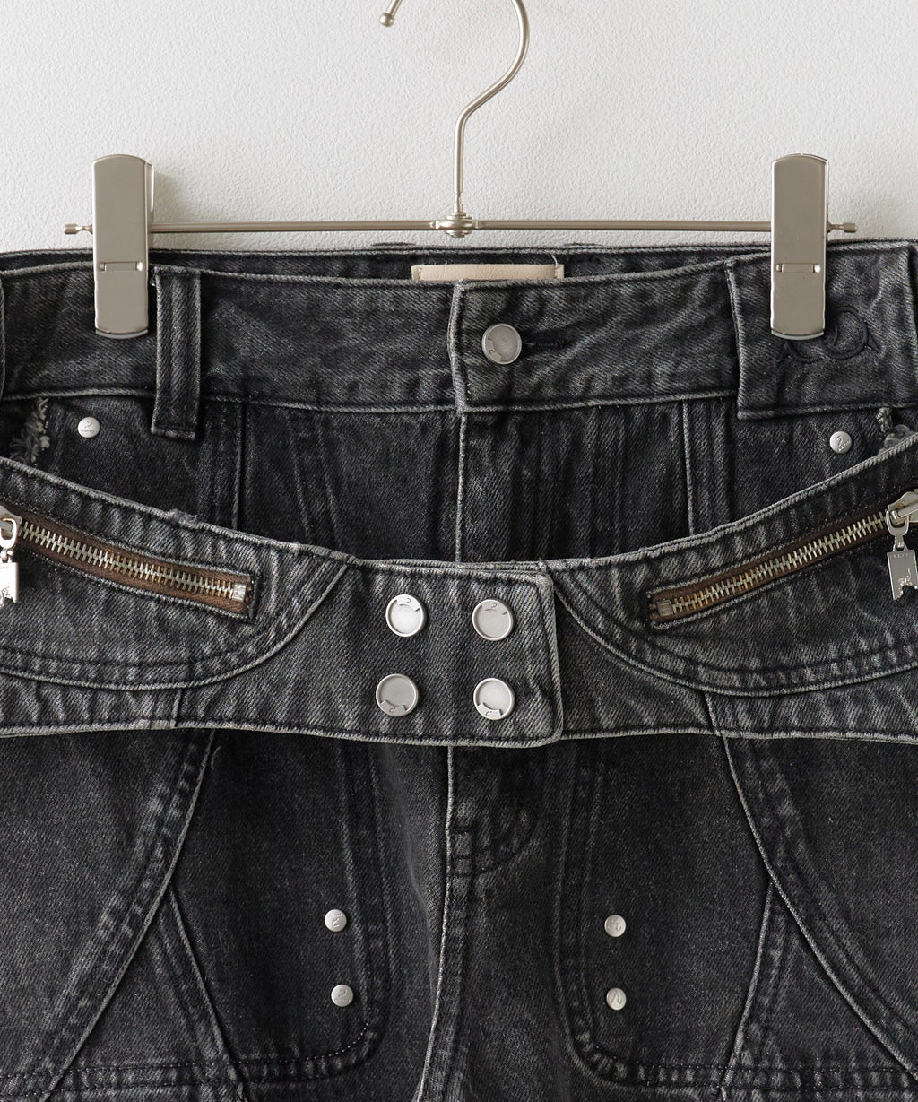 PANQ / 2024FW Washed Deconstruct Belt Jeans デニムパンツ