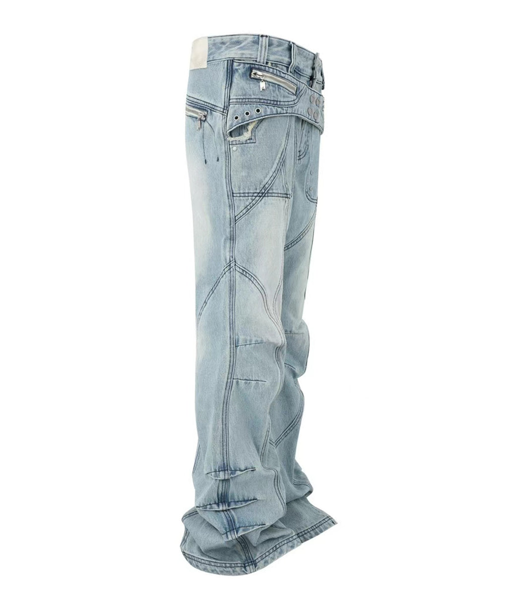 PANQ / 2024FW Washed Deconstruct Belt Jeans デニムパンツ