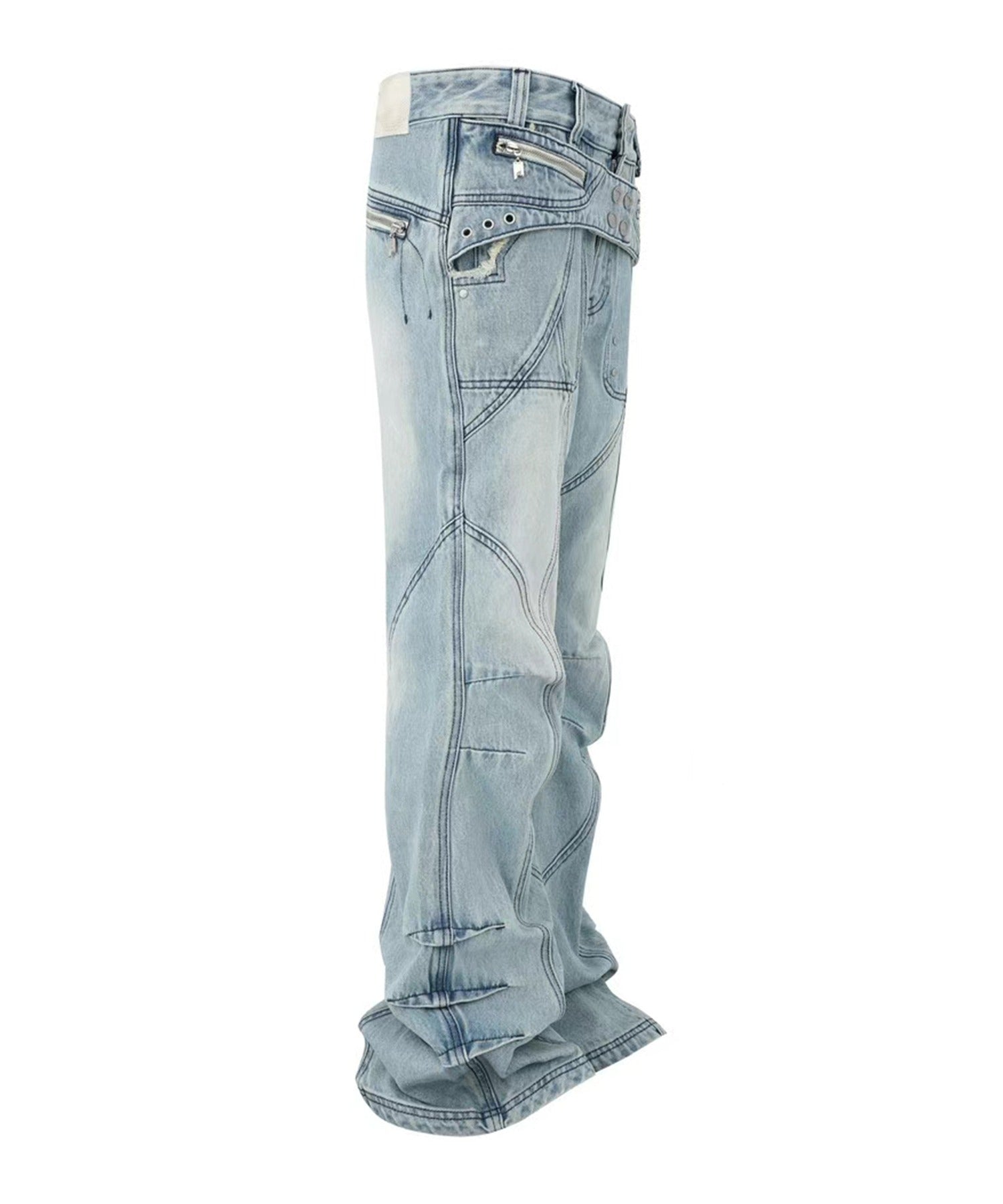 PANQ / 2024FW Washed Deconstruct Belt Jeans デニムパンツ