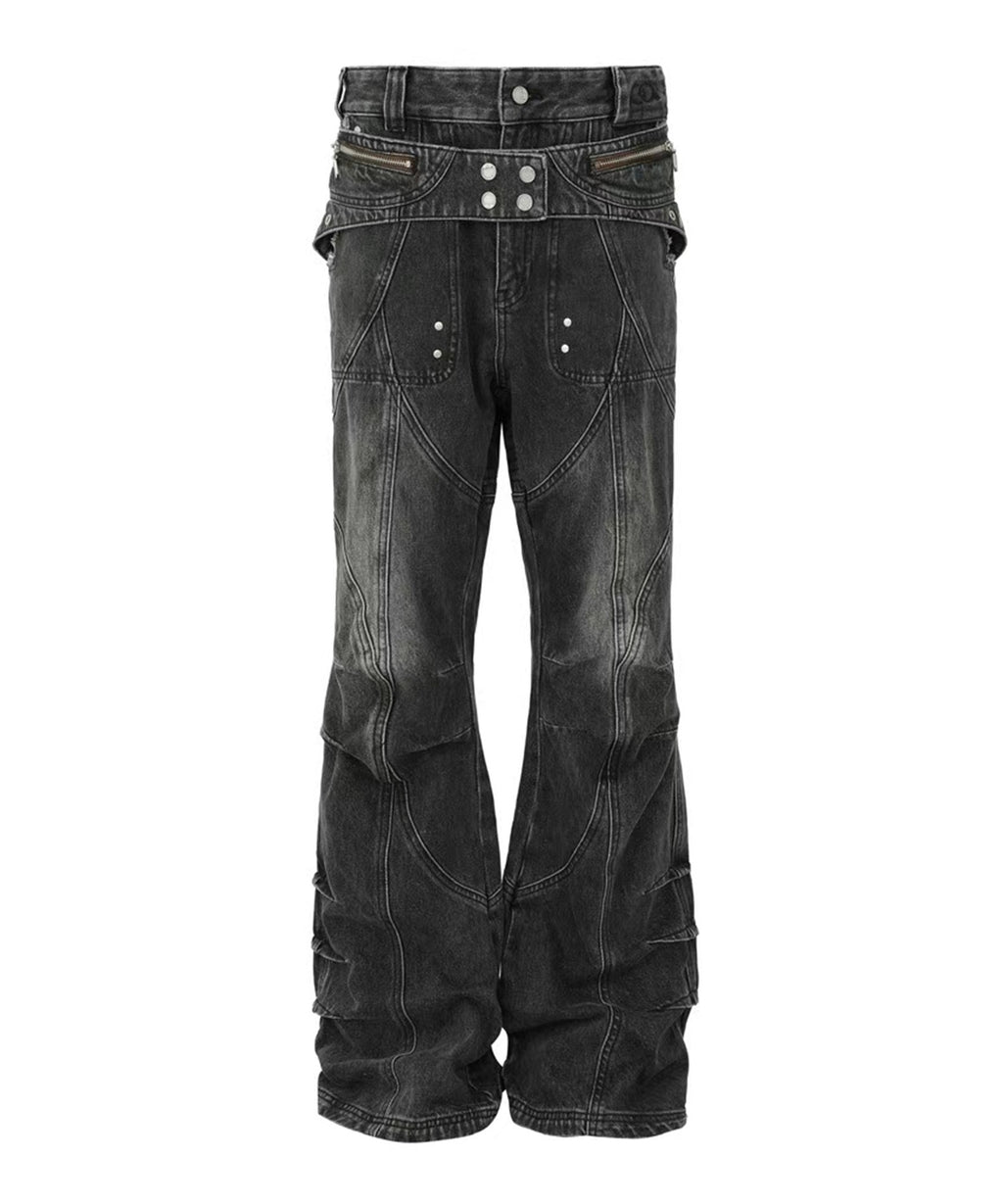 PANQ / 2024FW Washed Deconstruct Belt Jeans デニムパンツ