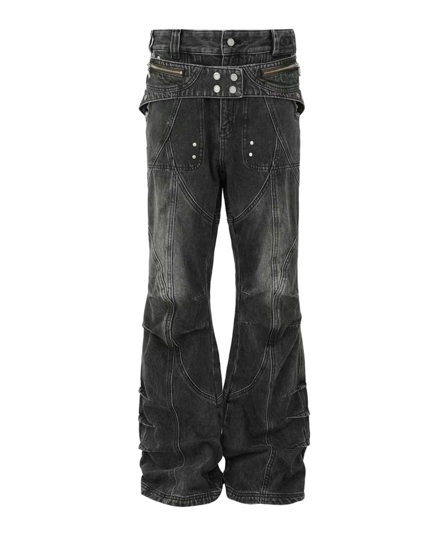 PANQ / 2024FW Washed Deconstruct Belt Jeans デニムパンツ