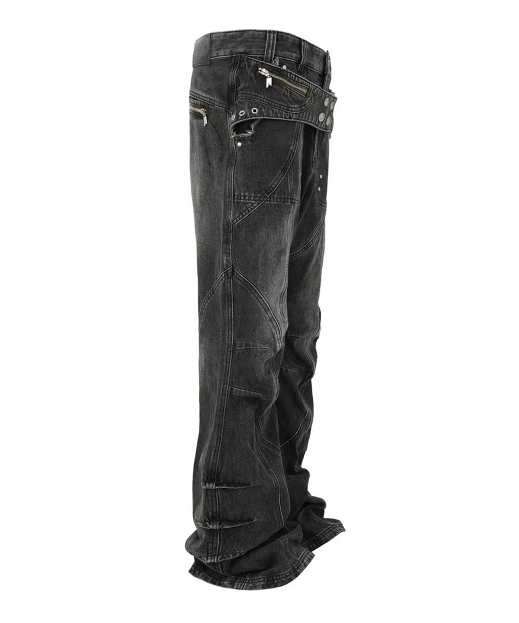 PANQ / 2024FW Washed Deconstruct Belt Jeans デニムパンツ