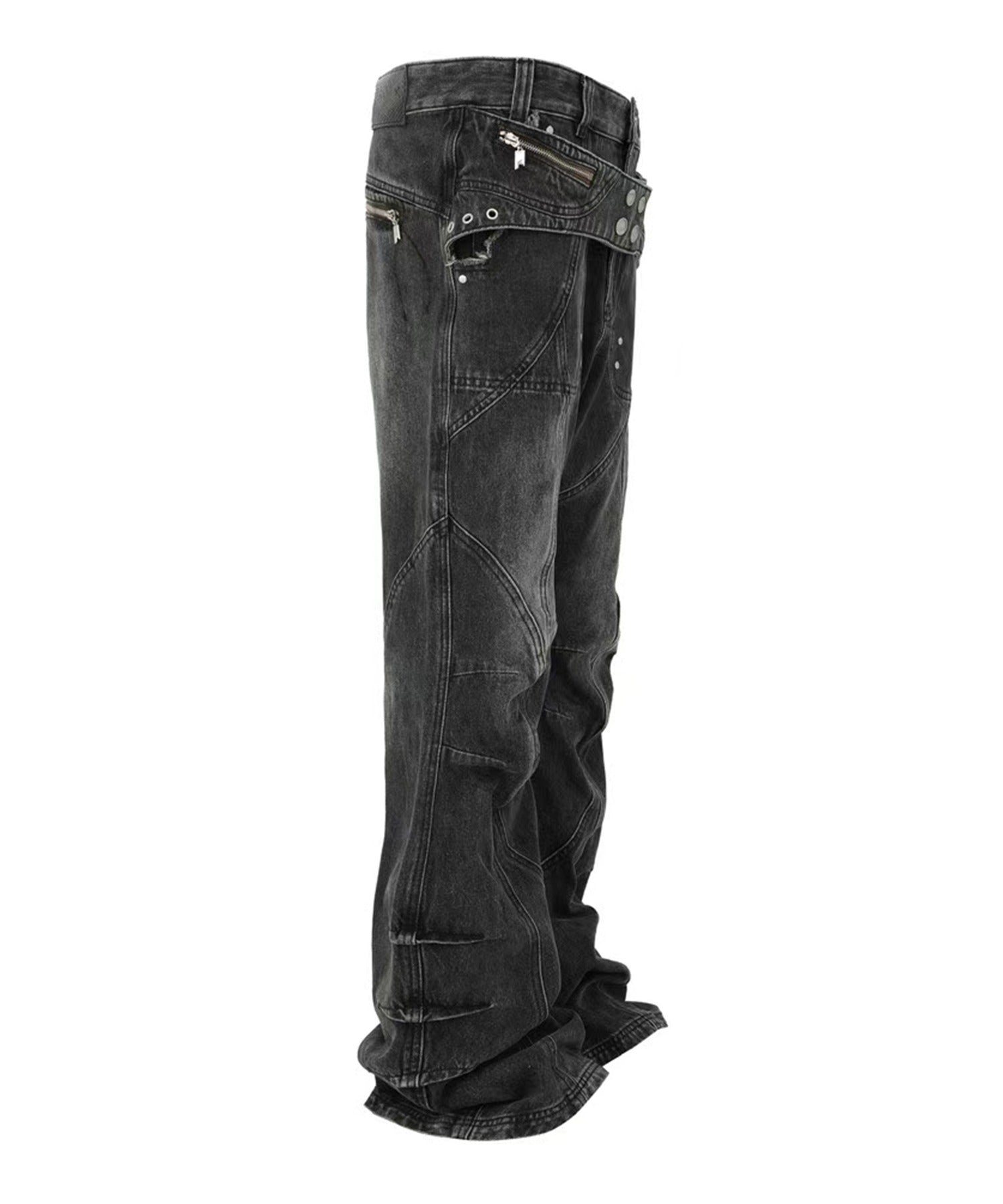 PANQ / 2024FW Washed Deconstruct Belt Jeans デニムパンツ