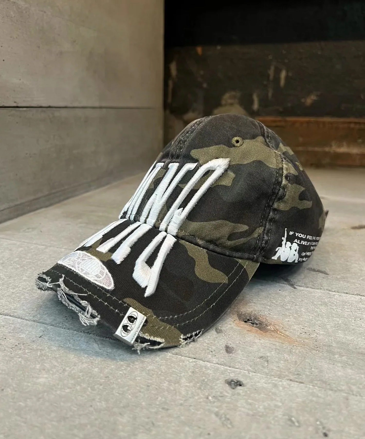 PANQ / 2024FW PIN-ATTACHED DESTORYED CAMO CAPS キャップ
