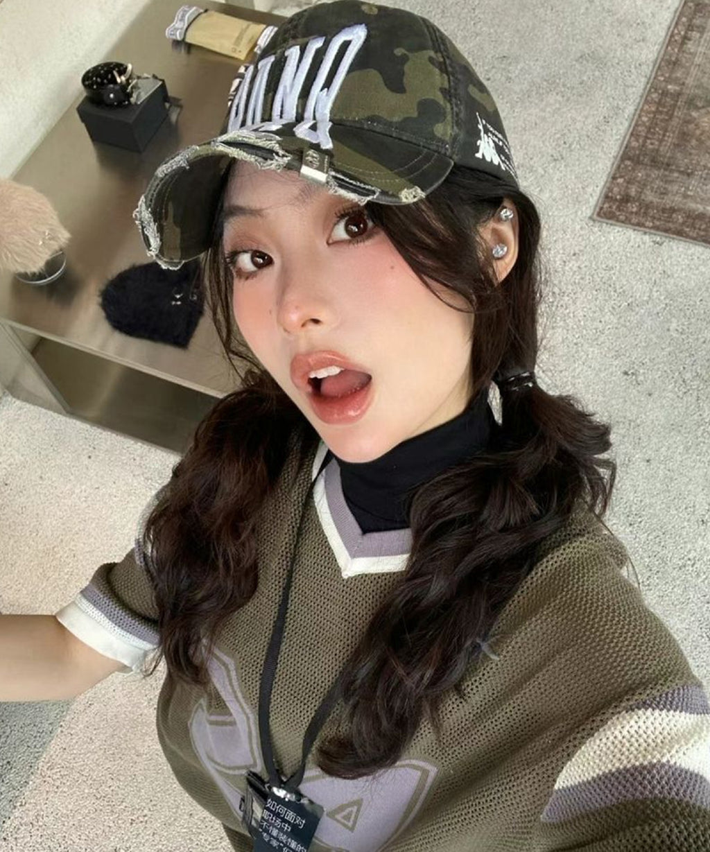 PANQ / 2024FW PIN-ATTACHED DESTORYED CAMO CAPS キャップ