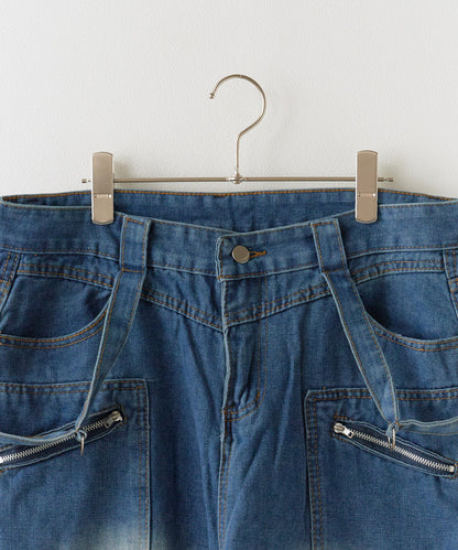 Theater code / Zip pocket denim pants
