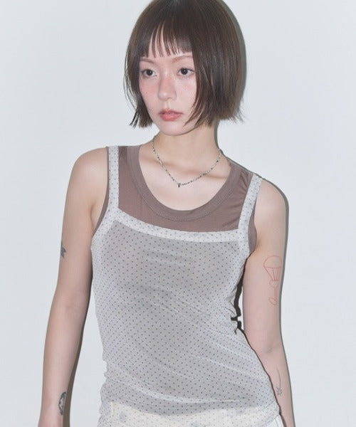 FANCY CLUB / 3-Way Dot Mesh Layered Sleeveless タンクトップ