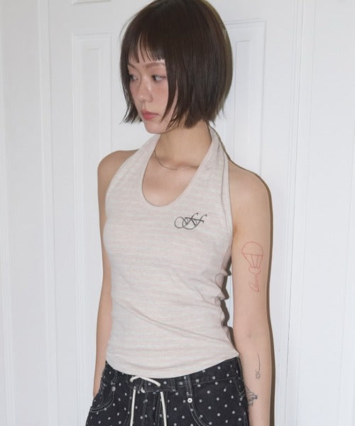 FANCY CLUB / Stripe Open-back Halterneck ホールターネック トップス