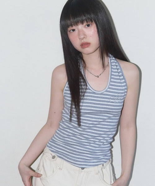 FANCY CLUB / Stripe Open-back Halterneck ホールターネック トップス
