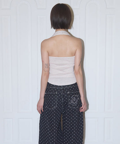 FANCY CLUB / Stripe Open-back Halterneck ホールターネック トップス