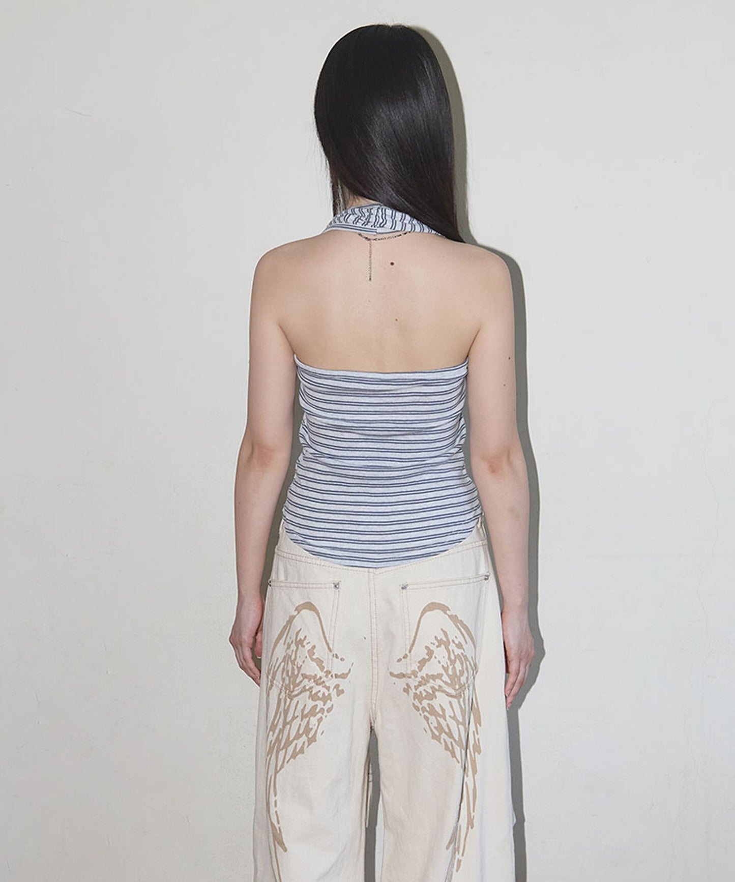 FANCY CLUB / Stripe Open-back Halterneck ホールターネック トップス