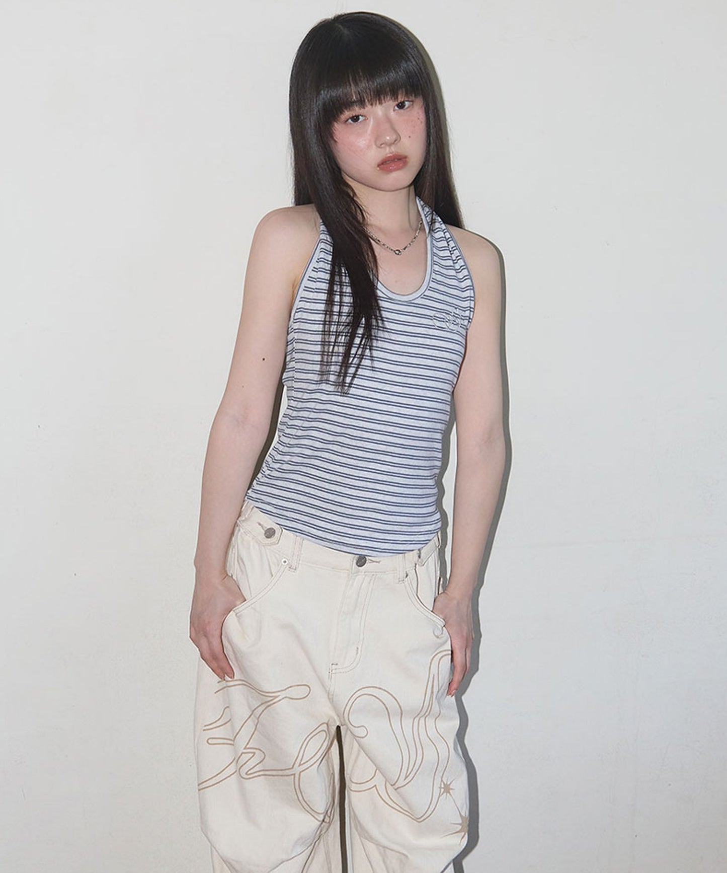FANCY CLUB / Stripe Open-back Halterneck ホールターネック トップス