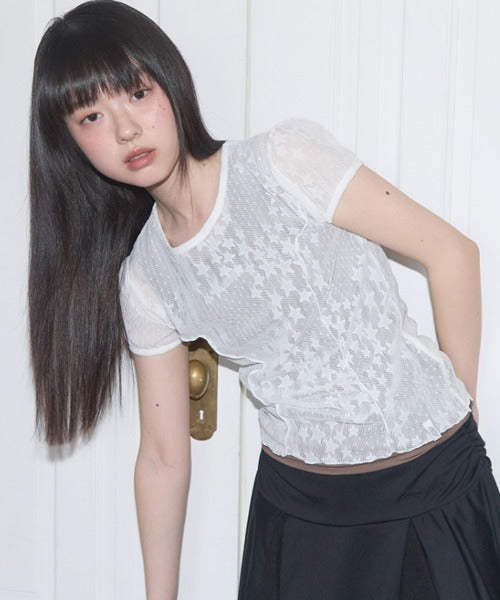 FANCY CLUB /  Wave Puff Lace Tee