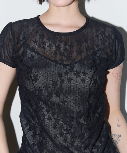 FANCY CLUB /  Wave Puff Lace Tee