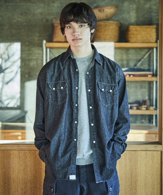 【予約】orSlow / BLACK DENIM WESTERN SHIRT