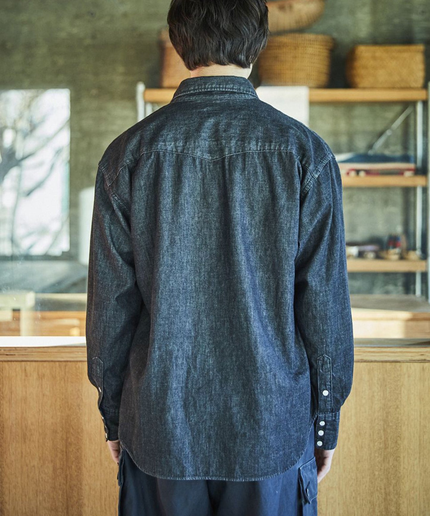 【予約】orSlow / BLACK DENIM WESTERN SHIRT
