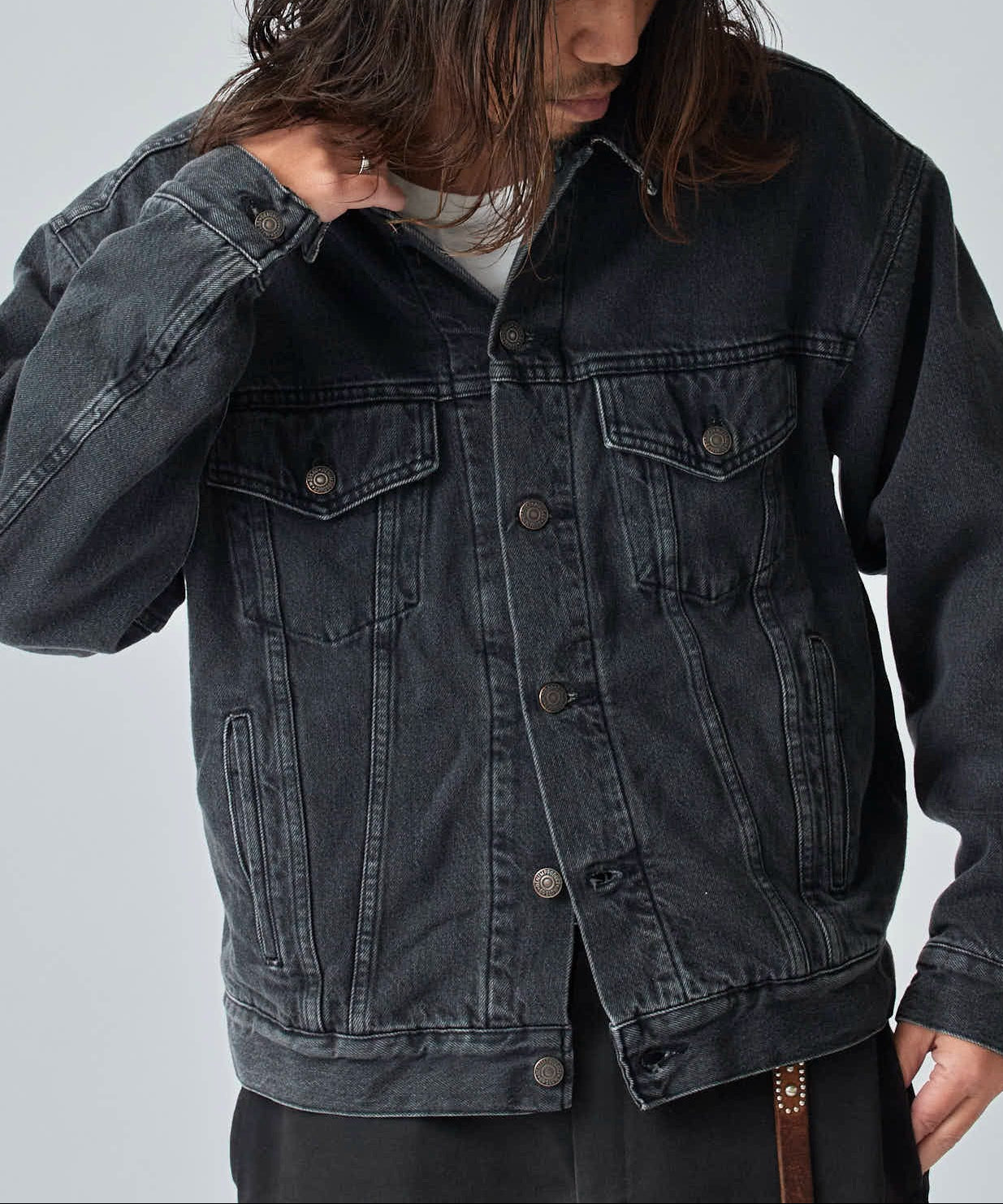 orSlow / ORGANIC COTTON FLANNEL CHECK LINING BLACK DENIM JACKET
