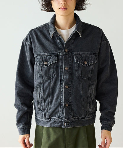 orSlow / ORGANIC COTTON FLANNEL CHECK LINING BLACK DENIM JACKET