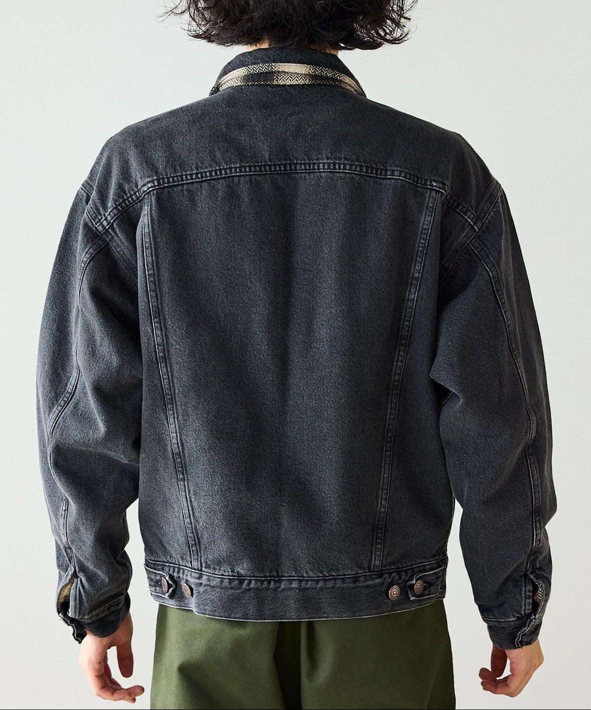 orSlow / ORGANIC COTTON FLANNEL CHECK LINING BLACK DENIM JACKET