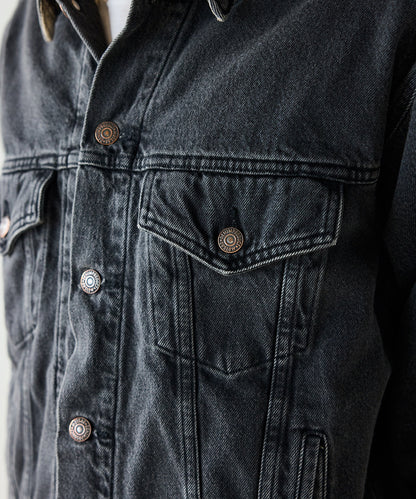 orSlow / ORGANIC COTTON FLANNEL CHECK LINING BLACK DENIM JACKET