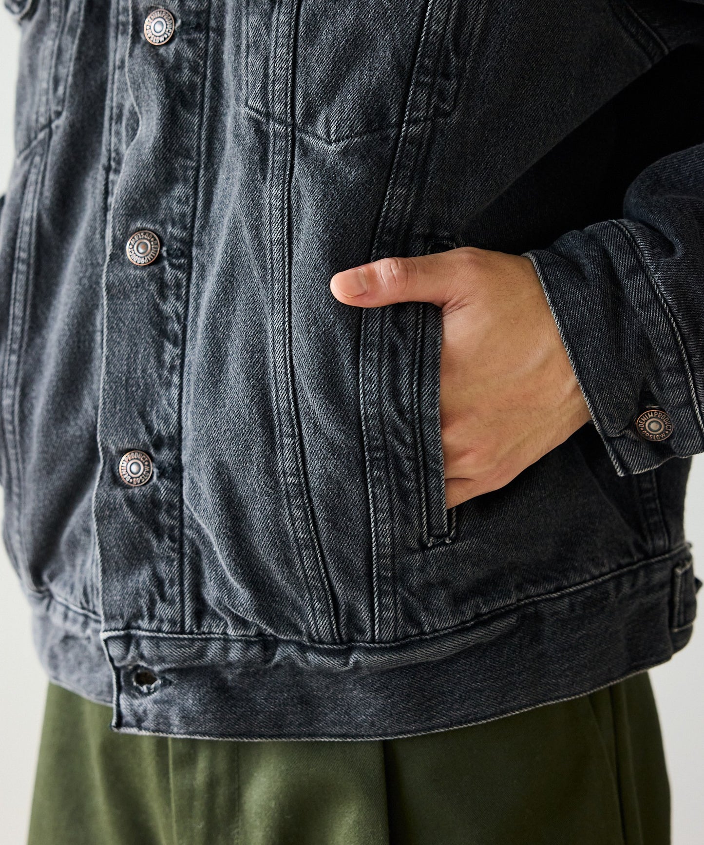 orSlow / ORGANIC COTTON FLANNEL CHECK LINING BLACK DENIM JACKET