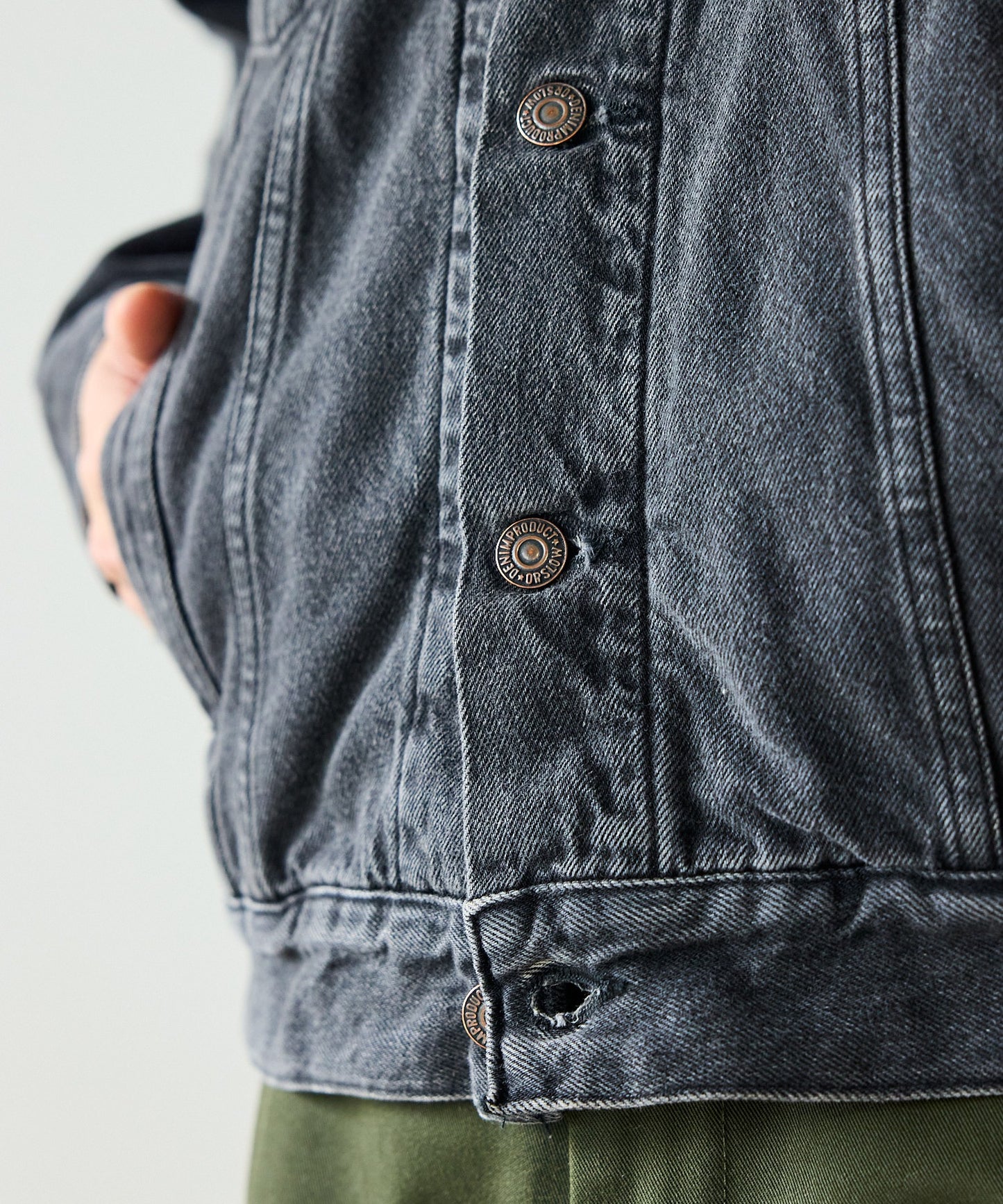 orSlow / ORGANIC COTTON FLANNEL CHECK LINING BLACK DENIM JACKET