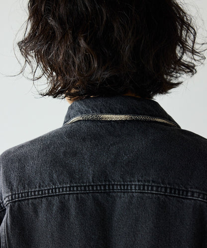 orSlow / ORGANIC COTTON FLANNEL CHECK LINING BLACK DENIM JACKET