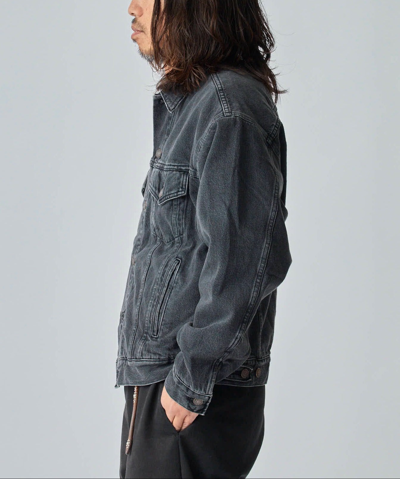 orSlow / ORGANIC COTTON FLANNEL CHECK LINING BLACK DENIM JACKET