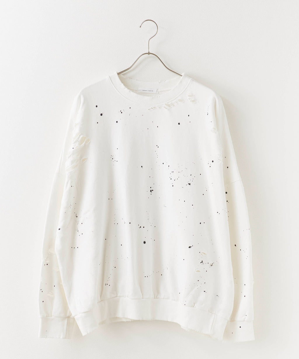 Theater code / Damage processing Paint design sweatshirt ダメージ加工 ペイントデザインスウェット