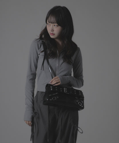 High neck zip-up tops