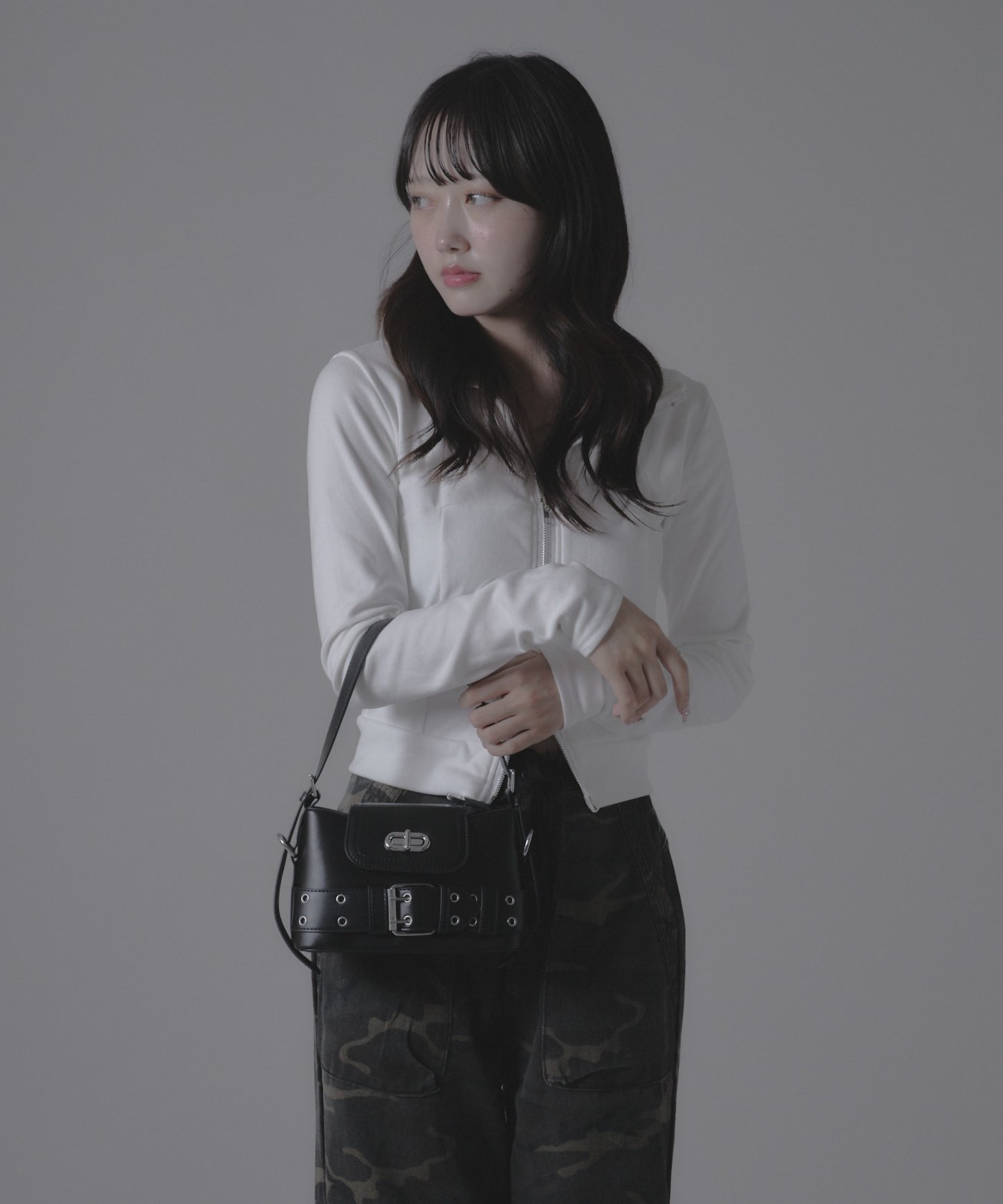 High neck zip-up tops