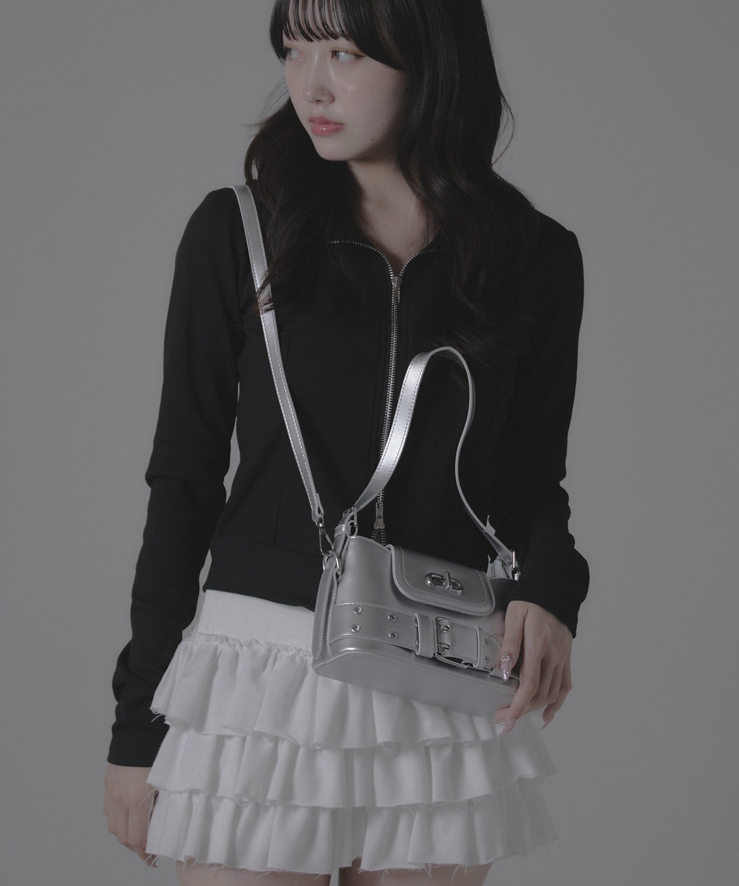 High neck zip-up tops