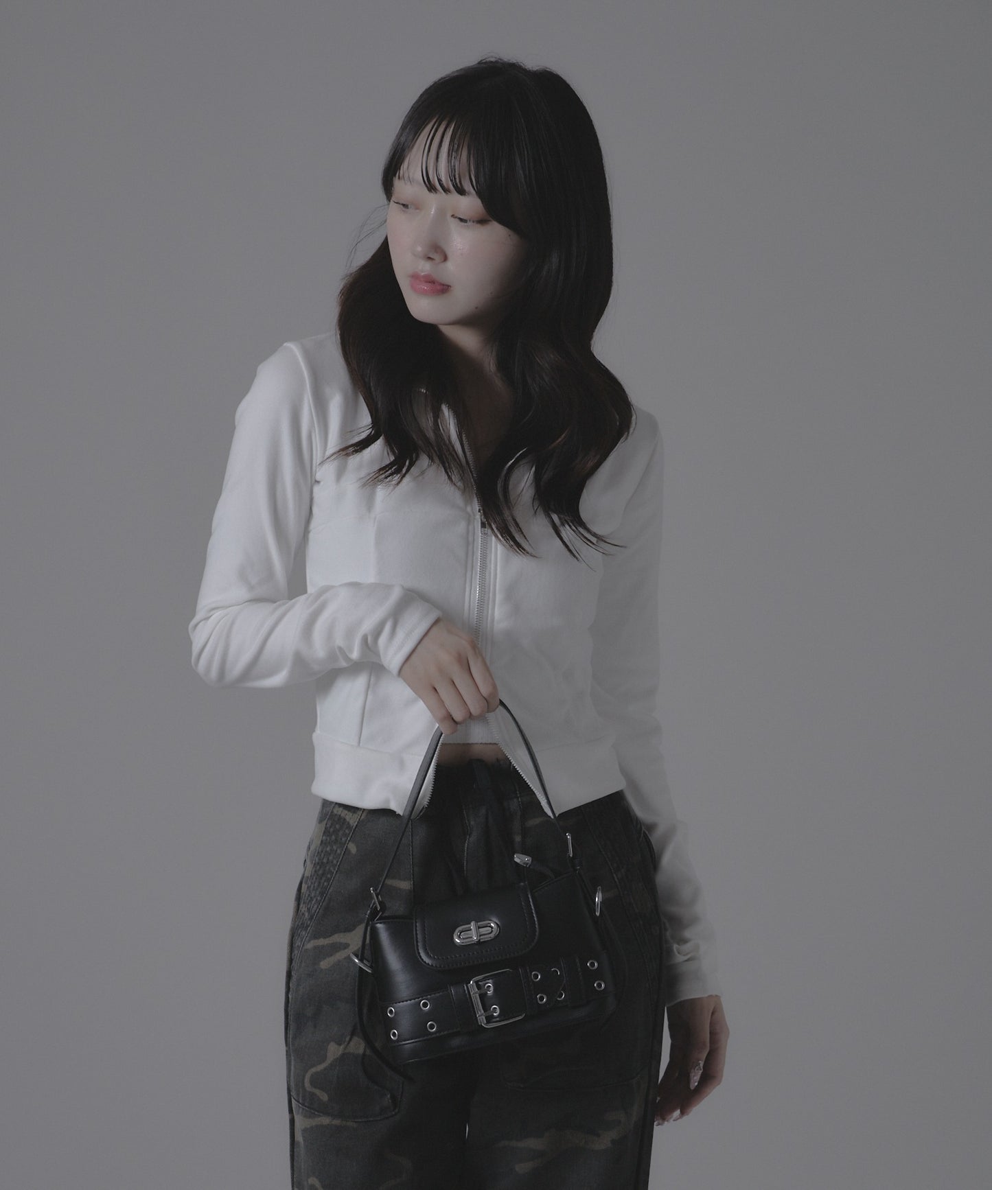 High neck zip-up tops