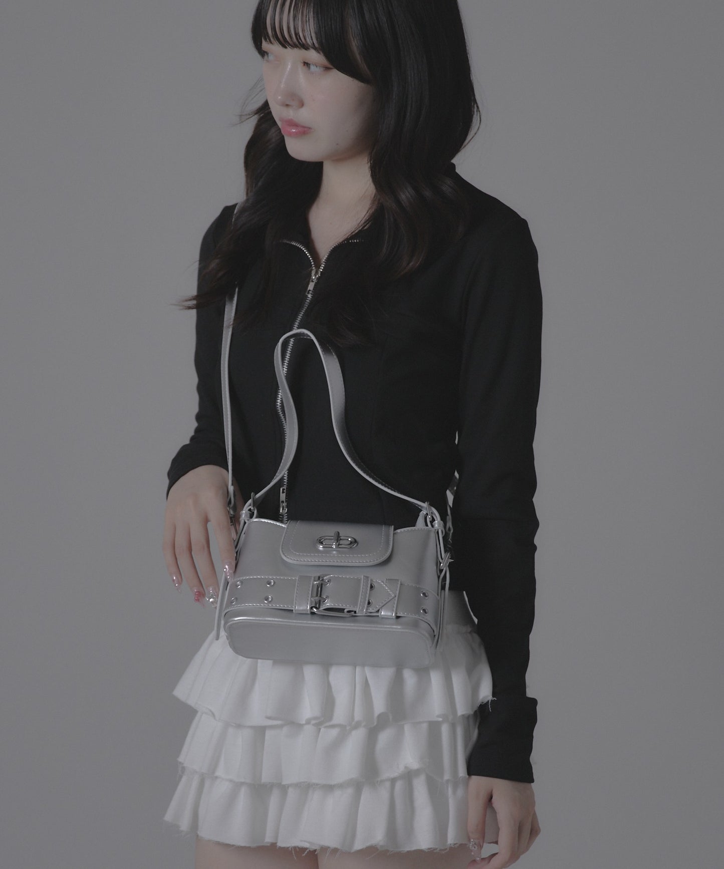 High neck zip-up tops