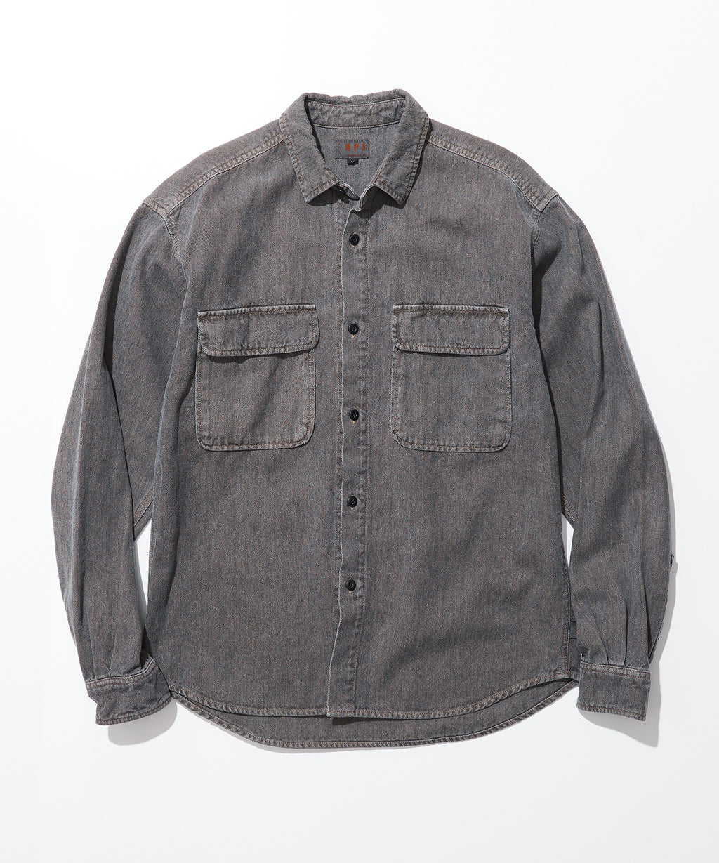 ROKX / INDIGO HEMP SHIRT L/S シャツ